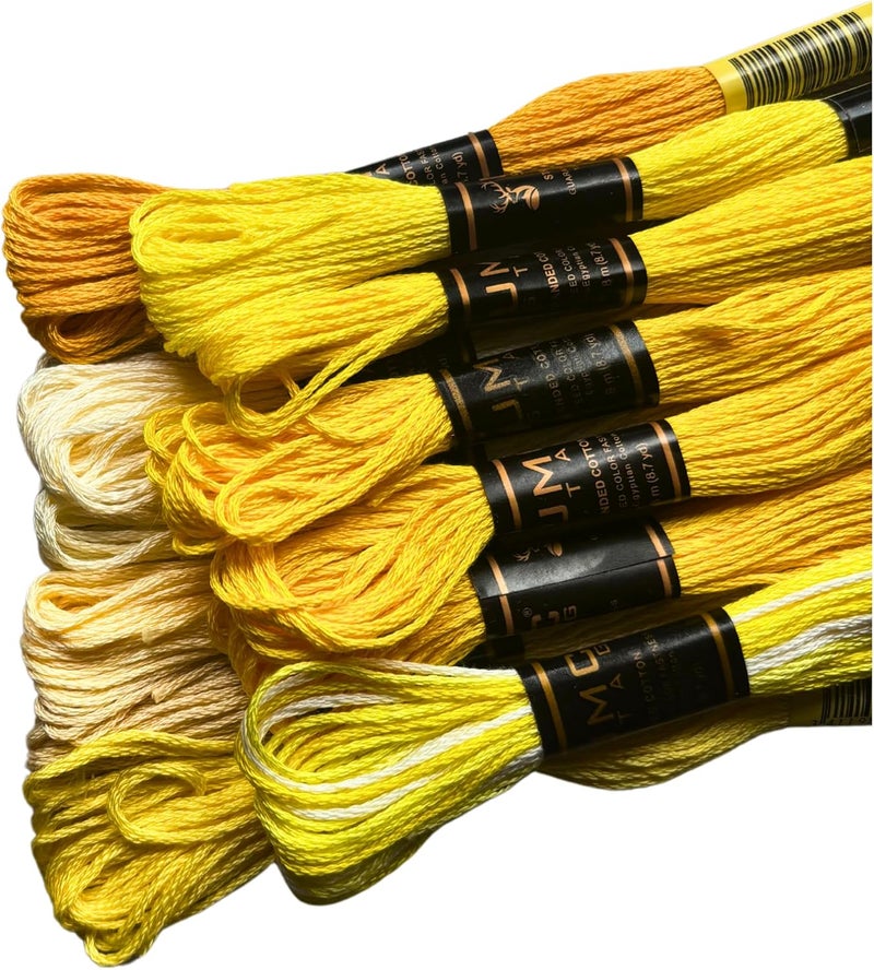 UMC STAG New 12 Pieces | Premium Embroidery Thread | 100% Egyptian Cotton Premium Skeins | Cross Stitch Embroidery Floss | Oeko TEX Certified Stranded Cotton (Yellow Tones) - Image 2